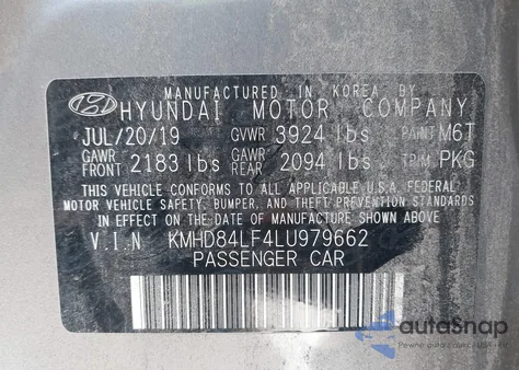 2020 Hyundai Elantra Value Edition z USA, uszkodzony, nr VIN KMHD84LF4LU979662